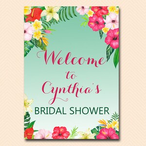 Luau Printable Sign, Tropical Welcome Sign, Luau Bridal Shower Welcome ...