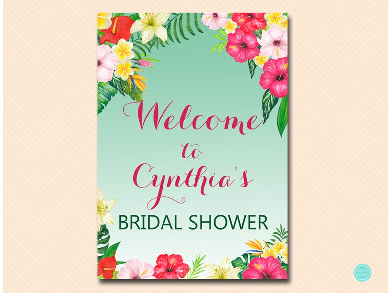Luau Printable Sign Tropical Welcome Sign Luau Bridal Shower - Etsy