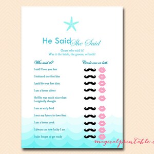 Beach Bridal Shower Game Printable, Nautical Bridal Shower Games, Beach ...