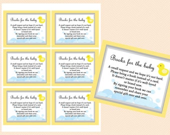 Books for baby, bring a book insert, bring a book instead,  Duck Theme, Rubber Duck Baby Shower Game Printables, Gender Neutral Games, TLC35