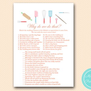 pourquoi faisons-nous cela, jeu de tradition, thème de cuisson, thème de cuisine, jeu de douche nuptiale, jeux de douche nuptiale uniques, jeux de douche de mariage BS20