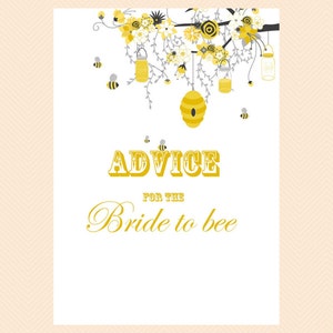 Advice for the Bride to bee, Honey Bee Bridal Shower Activities, Unique Bridal Shower Games, Bachelorette Games, Wedding Shower Games BS29