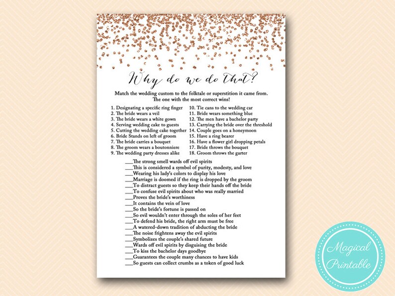 Why Do We Do That Bridal Shower Game Printable Wedding Etsy