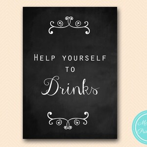Drinks sign, Drink station sign, Wedding Sign Welcome, Wedding Signage, Wedding Sign Printable, Chalkboard, Bridal Shower Sign SN30
