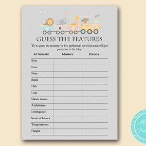Guess the baby features, how well do you know mommy, Jungle Baby Shower Games, Safari, Animal, Zoo Animal baby shower games, Carnival TLC54