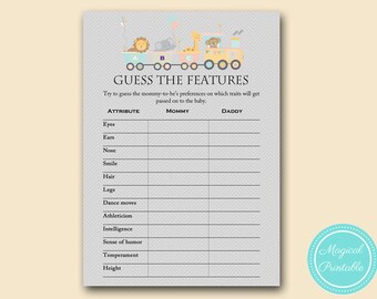 Guess the baby features, how well do you know mommy, Jungle Baby Shower Games, Safari, Animal, Zoo Animal baby shower games, Carnival TLC54