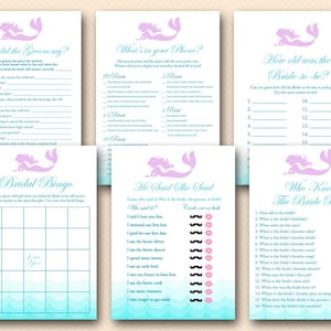 Mermaid Bridal Shower Games Package, Sea waves, Who knows bride, what did groom say, phone game, Beach Bridal Shower, Bachelorette Game BS28