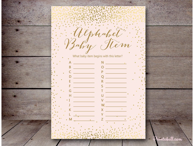 Pink and Gold Baby Shower ABC Baby Item Game A to Z Baby Etsy