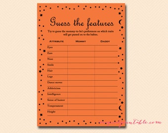 Guess the features, how well do you know mommy to be , Autumn Baby Shower Games Printable, Baby Shower Activities, Instant Download TLC90