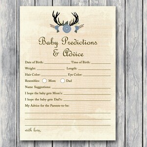Garçon Buck Deer bébé prédictions et conseils imprimables, prédictions pour bébé, prédictions de bébé, jeux de douche de bébé, activités de douche de bébé TLC21