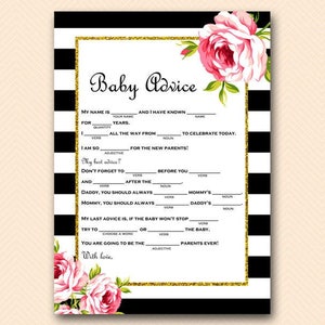 Black Stripes Baby Shower Games, Baby Shower Mad Libs, Mad Lib Baby Shower, Baby Shower Games, Baby Shower Games Printable, Activities TLC04
