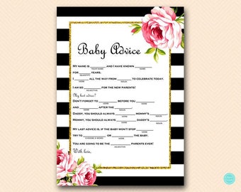 Black Stripes Baby Shower Games, Baby Shower Mad Libs, Mad Lib Baby Shower, Baby Shower Games, Baby Shower Games Printable, Activities TLC04