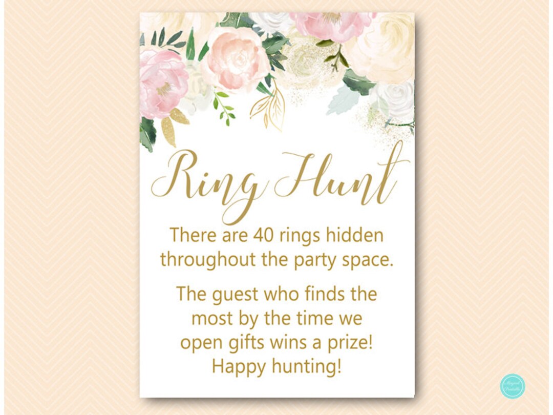 Blush Pink Ring Hunt, Blush Pink and Gold Bridal Shower Games, Ring