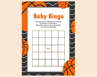 Baby bingo, baby shower bingo, gift bingo cards, Basketball Baby Shower Game Printables, Baby Shower Boy, Basketball theme Baby Shower TLC55