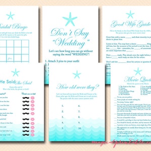 Beach Bridal Shower Game Printable, Nautical Bridal Shower Games, Beach Theme Bridal Shower Games, Bachelorette Games, Wedding Shower BS28