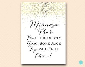 Gold Mimosa Bar Sign, Mimosa Bar Printable, Bubbly Bar Sign, Mimosa Sign, Mimosa Bar, Bridal Shower Decoration Signs BS472B ds