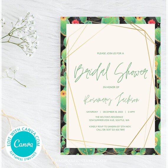 Editable Cactus Invitations, Succulent Bridal Shower Invitations, Mexican Invitation, Fiesta Invitation, Fiesta baby shower, TLC700 S canva Il_570xn