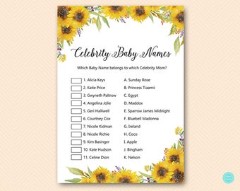 Sunflower Baby Shower Games, celebrity baby name game, Celebrity Baby Name, celebrity moms, Baby Shower Games, Baby Shower Games TLC537