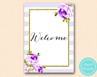 Welcome sign, Bridal Shower Welcome Sign, Purple Lavender Bridal Shower Decoration, Baby Shower Decoration Sign BS411 TLC411 MP