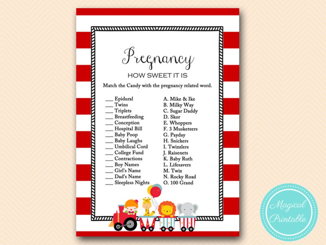 How Sweet It Is, Pregnancy Candy Game, Carnival Baby Shower, Circus