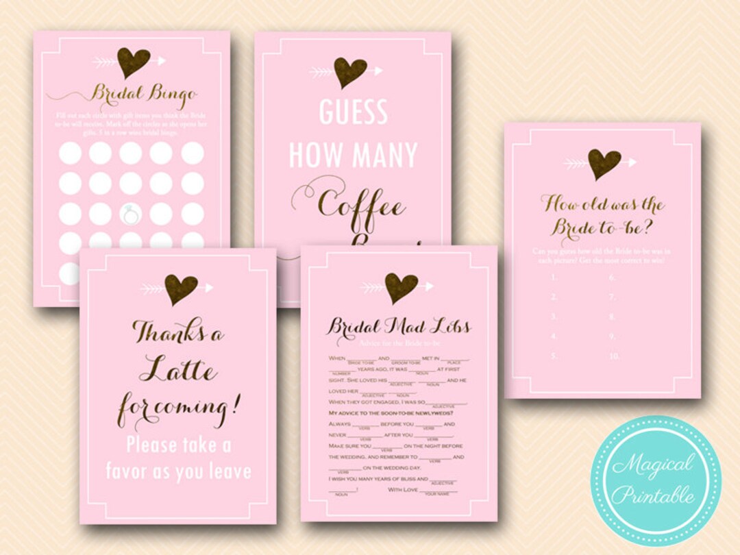 Bridal Bingo, Gift Item Bingo Printable Download, Pink Bridal Shower ...