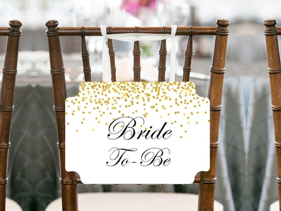 Gold Confetti Bride To Be Chair Banner Bridal Shower Etsy