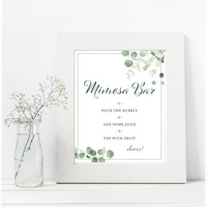 Mimosa Bar Sign, Greenery bridal shower Decoration, Greenery Wedding, Eucalyptus Wedding Sign, Eucalyptus Bridal Shower, BS699 TLC699