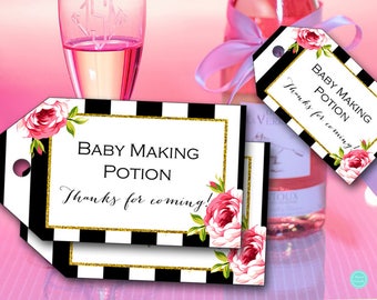 Baby Making Tags, Baby Making Bottle Tags, Baby Shower Wine Favors, baby shower gift tag, baby shower favors, baby shower decoration TLC04