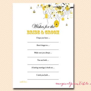 Wishes for the Bride & Groom, Honey Bee Bridal Shower Activities, Unique Bridal Shower Games, Bachelorette Games, Wedding Shower Games BS29