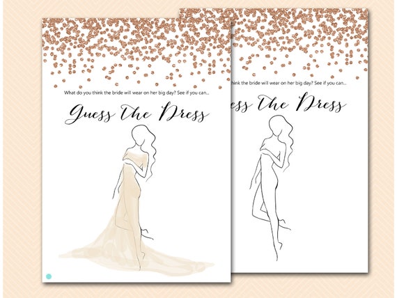 Guess the Dress Bridal Shower Game, Bridal Shower Dress Game, Rose Gold Bridal Shower, Rose Gold Bachelorette, Wedding Shower Game BS155 Il_570xn