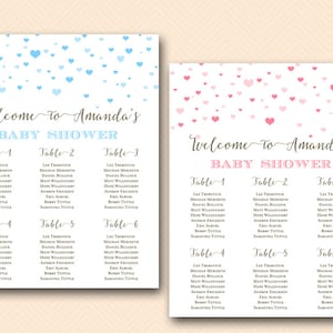 Corazones Baby Shower Mesa Seating Chart, Gráfico de Asientos Imprimibles, Encuentra tu Asiento, Corazón Confeti Baby Shower Poster SN595