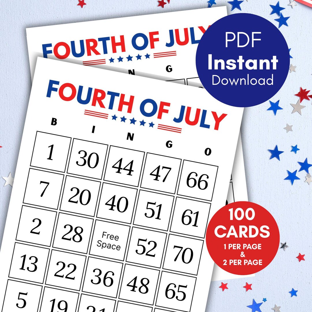 Printable 4th of July Bingo, Patriotic Day Bingo, Printable Bingo Cards ...