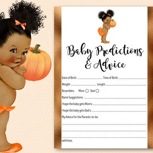 lil Pumpkin Baby Predictions Conseils imprimables, Prédictions pour bébé, Prédictions pour bébé, Bébé afro-américain, Peau foncée Pumpkin Baby TLC678