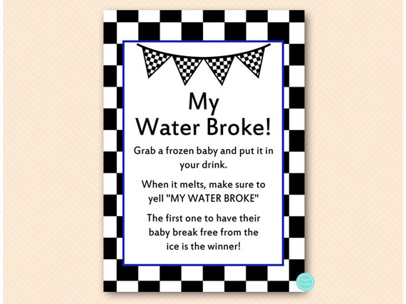 My water broke, frozen baby ice cube game, Instant Download, blue boy Racing Baby Shower Games, Car Baby Shower Games, TLC113 Il_570xn