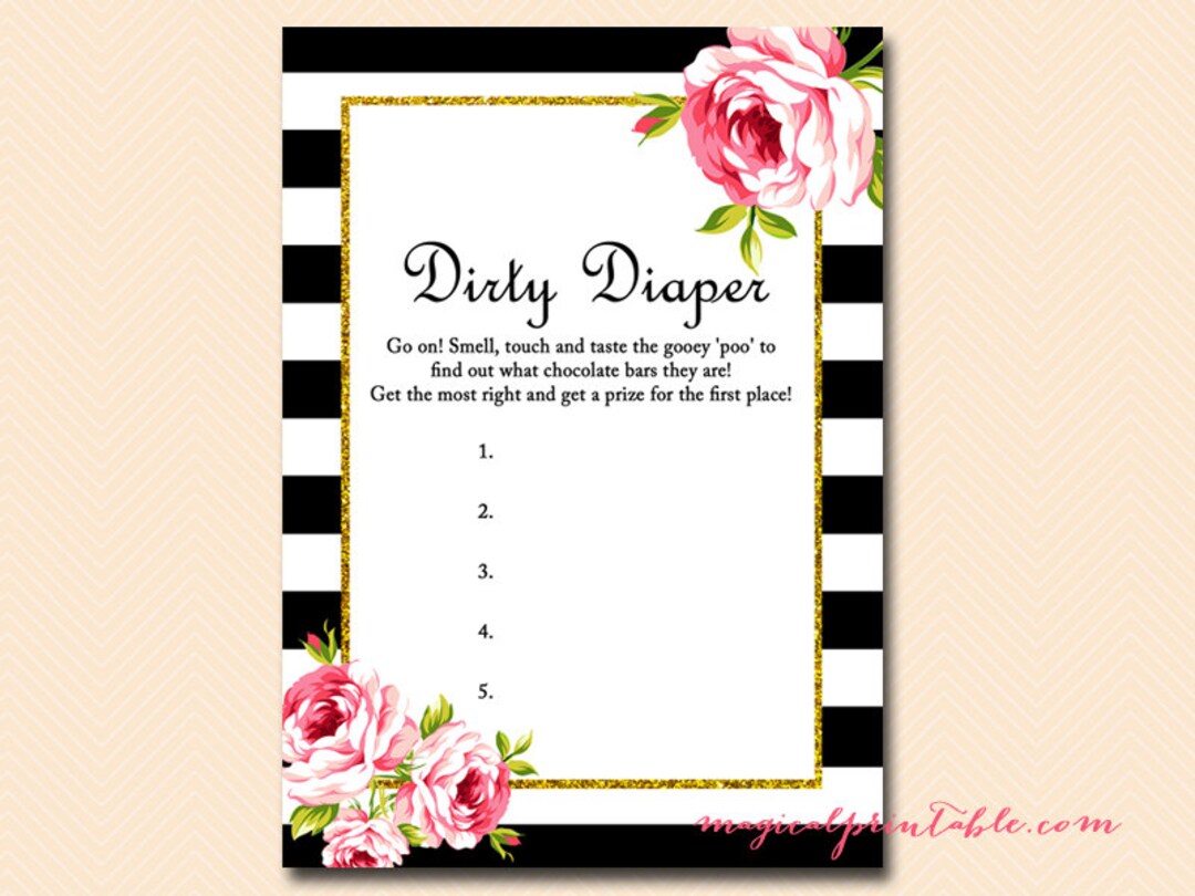 Dirty Diaper, Name That Poo, Gold Glitter, Floral Gold and Chic ...