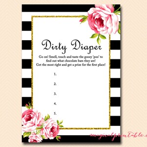 Dirty Diaper, Name That Poo, Gold Glitter, Floral Gold and Chic ...