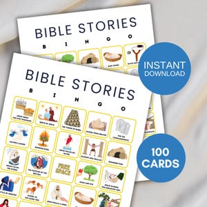 Bible Bingo, Bible Stories Bingo, Printable Bible Bingo, Bible Game for Kids, Bible Activity, Sunday School Bingo, Jesus Bingo, bs701