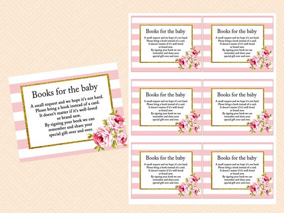 books for the baby, bring a book insert girl, bring a book card, book instead of card, Pink shabby garden baby shower games Printables TLC50 Il_570xn