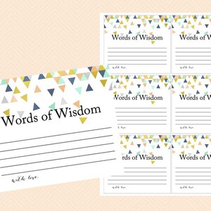 words of wisdom, words of wisdom baby shower, words of wisdom bridal shower, Coral, Modern, Mint, Geometric Confetti, Wedding Shower BS58