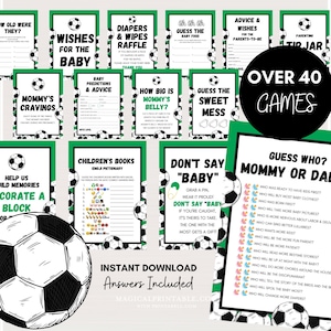 Over 40 Soccer Baby Shower Games Bundle, Printable Football Baby Shower Games, Football Soccer Baby Shower Package, Instant Download, TLC738
