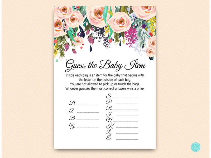 Guess the Baby Item Game Baby Sprinkle Game Printable Pink Etsy