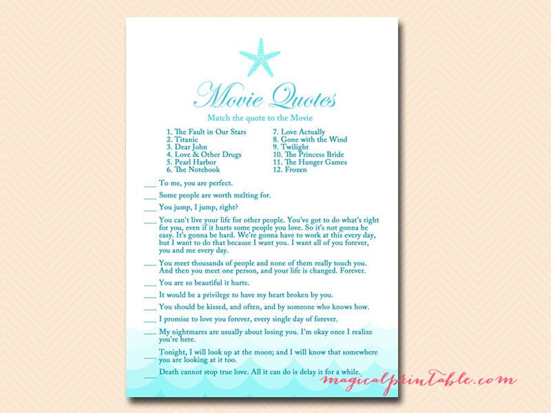 Beach Bridal Shower Game Printable Nautical Bridal Shower - Etsy