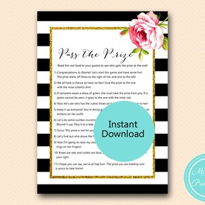 Pass the Prize, Pass the Parcel GAme, Poem, Pink Flower, Chic Bridal Shower, Bachelorette Game, Hens Party Game, Baby Shower Prize BS10