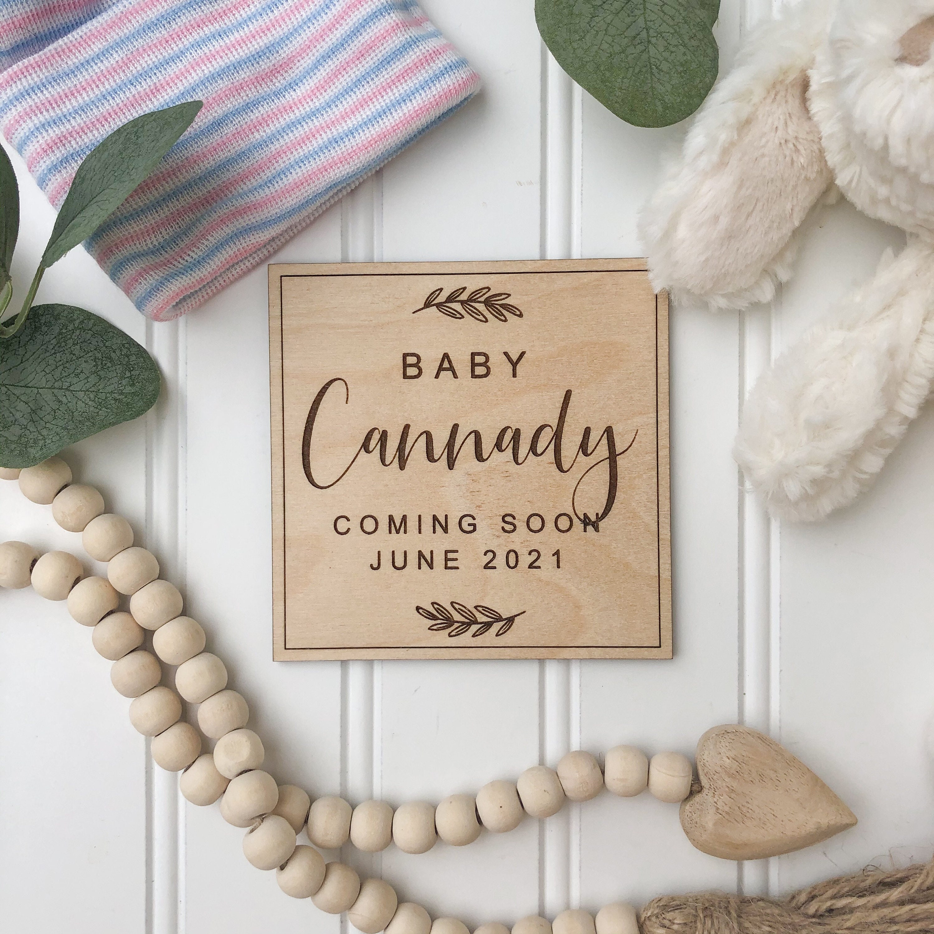 Engraved Pregnancy Announcement // Baby Announcement // Wood Etsy