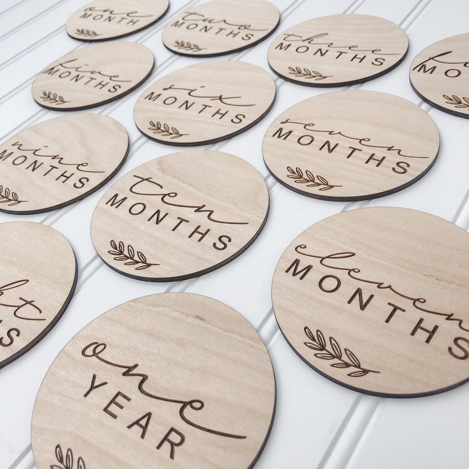 Round Wood Monthly Baby Milestone Markers / Engraved Baby Etsy