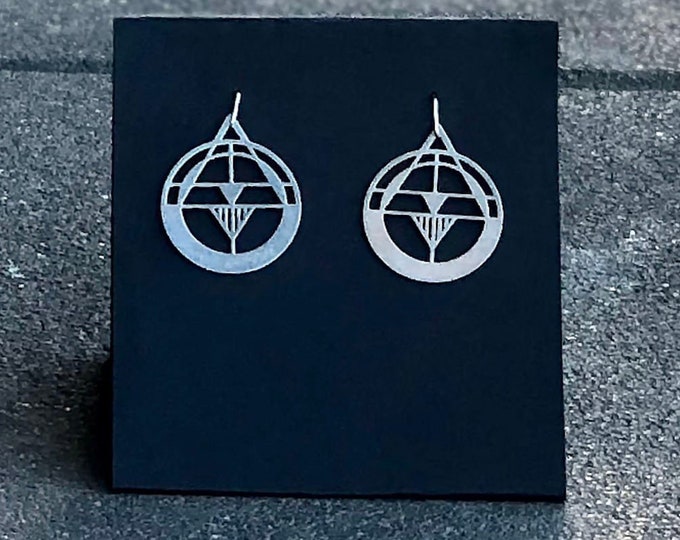 Geometric Bohemian Drop Earrings, Oxidized Silver Lace Earrings, Laser Cut Modern Earrings, Matt Gold Plated Symbol Jewelry