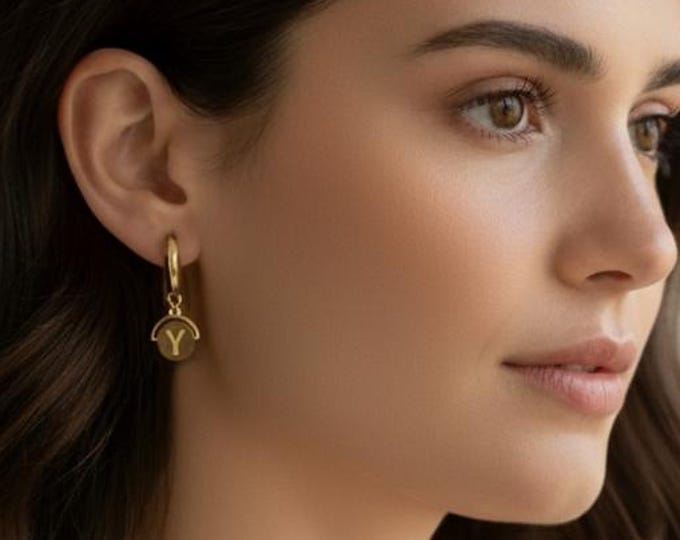 Single Gold or Silver Initial Hoop Earring, Customized Earring Mismatching Personalized Initial Letter Name Your Text Here Earrings