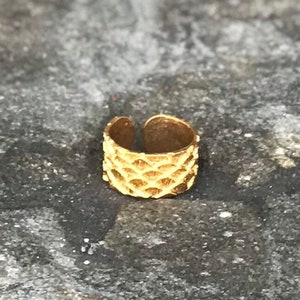 Dragon Gold Adjustable Ring Fish Scale Contemporary Jewelry 14K Gold ...
