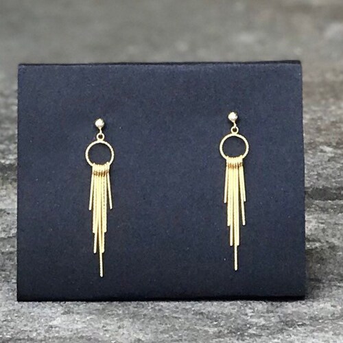 14K Gold Fringe Dangle Earrings Avant Garde Gold Jewelry Etsy