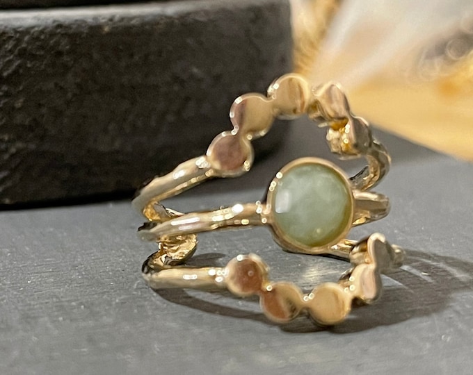 Adjustable Gemstone Open Crown Ring, Boho Art Deco Jewelry, Statement Fantasy Ring, Cool Rings for Womens